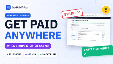 Get Paid Anywhere video course poster: 10 lessons, about 20 minutes, 30-day plan